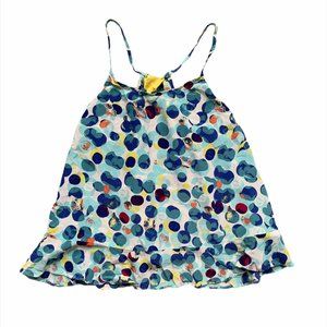 Anthropologie Maeve Bubble Blue Ruffle Silk Tank